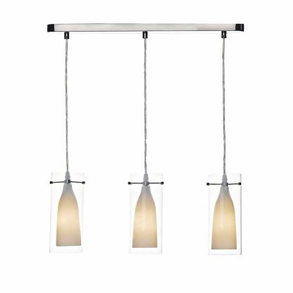 Boda 3 Light Pendant Satin Chrome Double Glass - Image 3