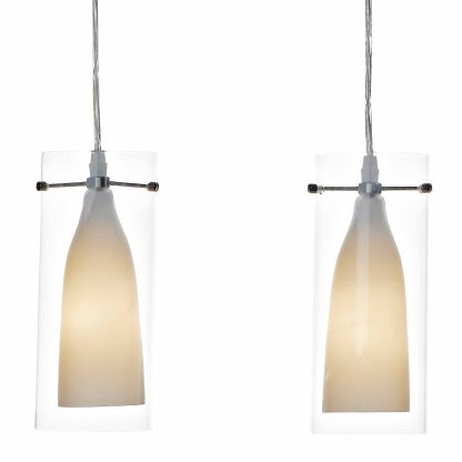 Boda 3 Light Pendant Satin Chrome Double Glass - Image 2
