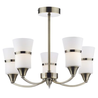 Dublin 5 Light Semi Flush Antique Brass Led - Image 4
