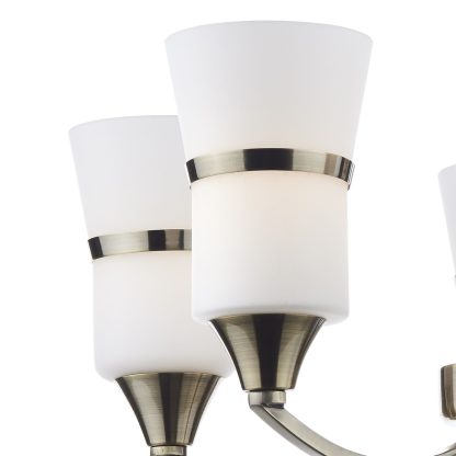 Dublin 5 Light Semi Flush Antique Brass Led