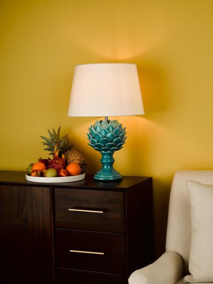 Violetta Table Lamp Blue Ceramic With Shade - Image 3