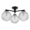 Wayne Bathroom 3 Light Semi Flush Matt Black Glass IP44 - Image 2