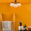 Wayne Bathroom 3 Light Semi Flush Matt Black Glass IP44 - Image 6