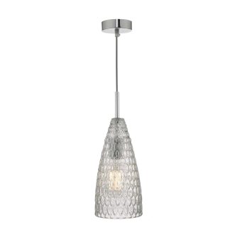 Zuka Pendant Polished Chrome & Textured Glass