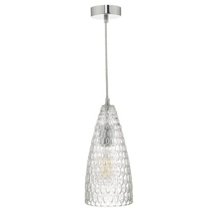 Zuka Pendant Polished Chrome & Textured Glass - Image 2