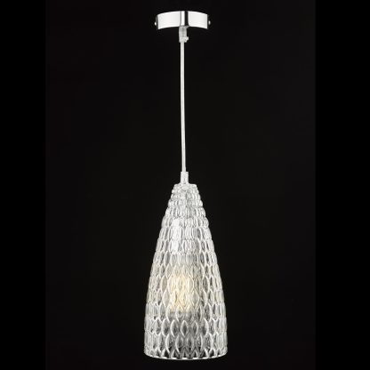 Zuka Pendant Polished Chrome & Textured Glass - Image 4